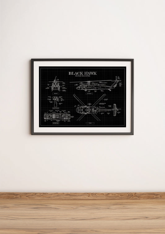 Black Hawk Bluerprint Poster