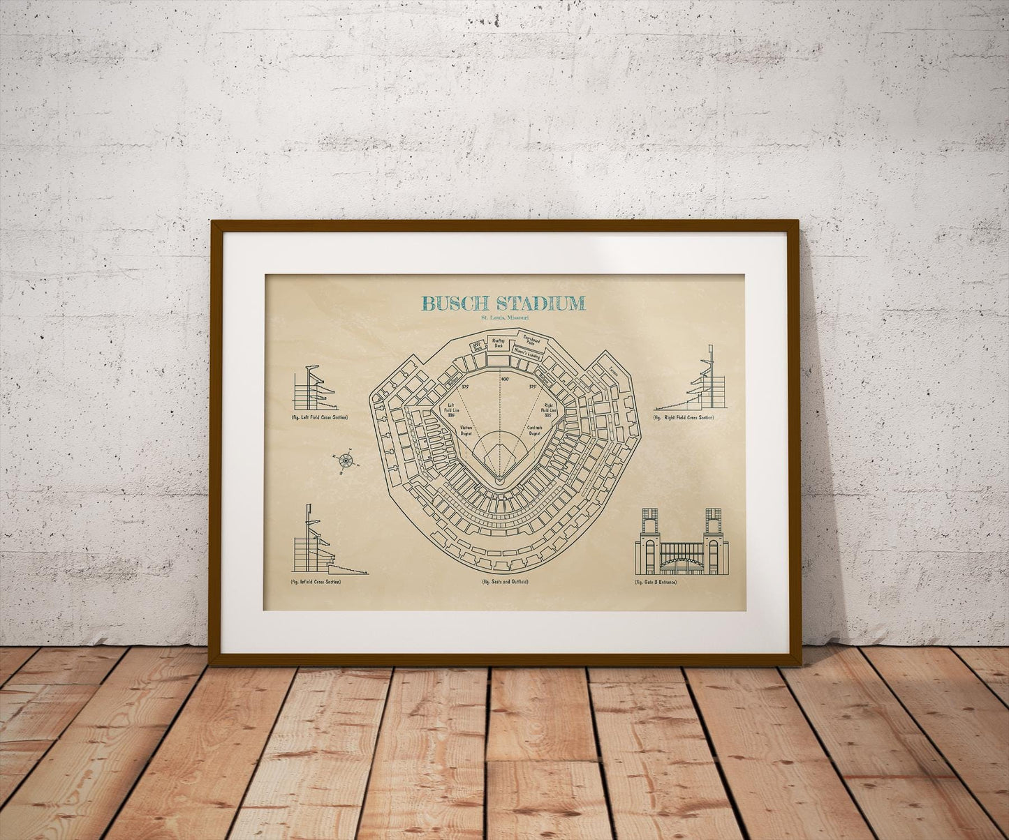 Busch Stadium Blueprint Poster