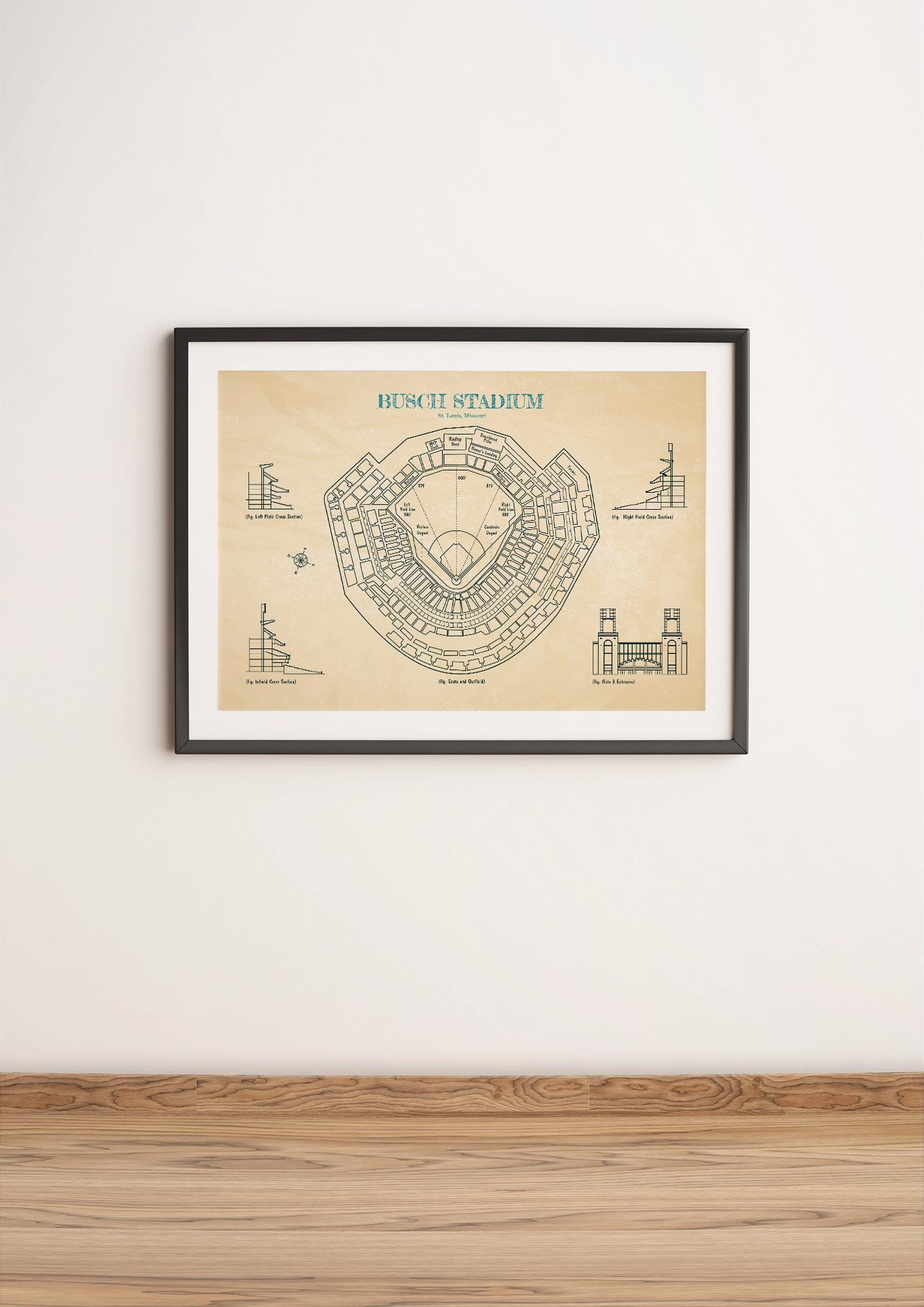 Busch Stadium Blueprint Poster