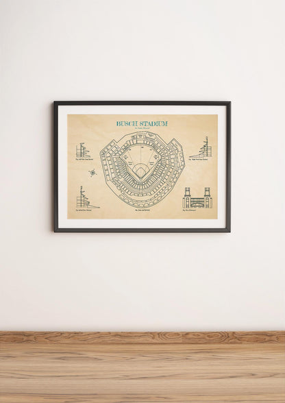 Busch Stadium Blueprint Poster