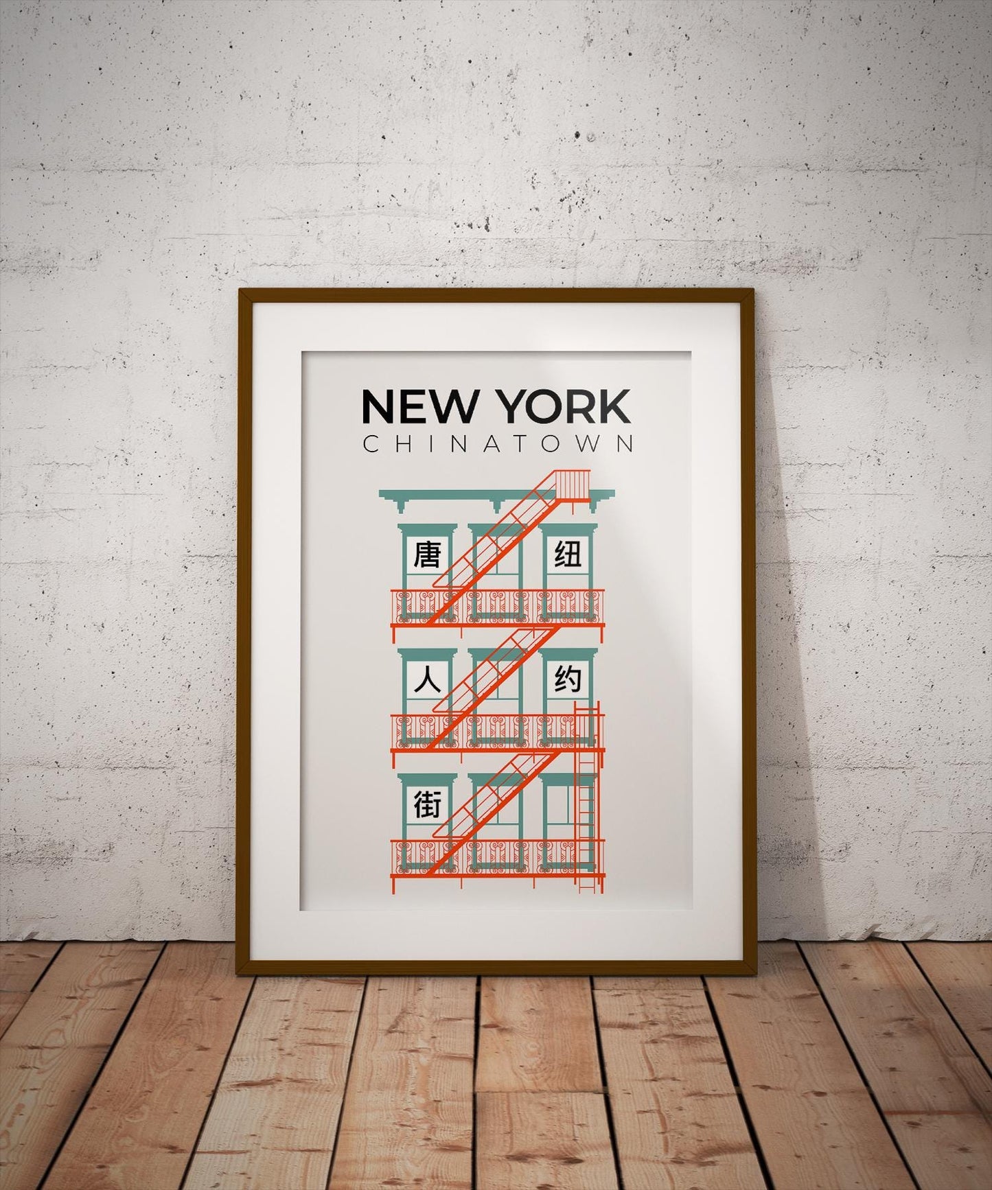 New York Chinatown Fire Escape Poster