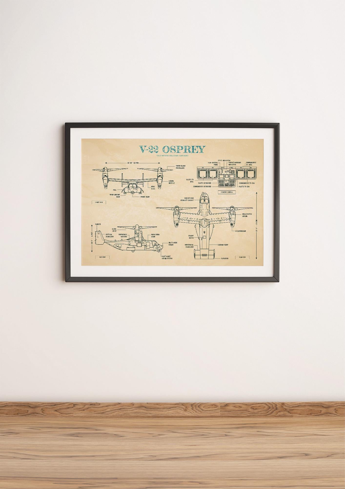V-22 Osprey: Tilt-Rotor Military Aircraft Poster