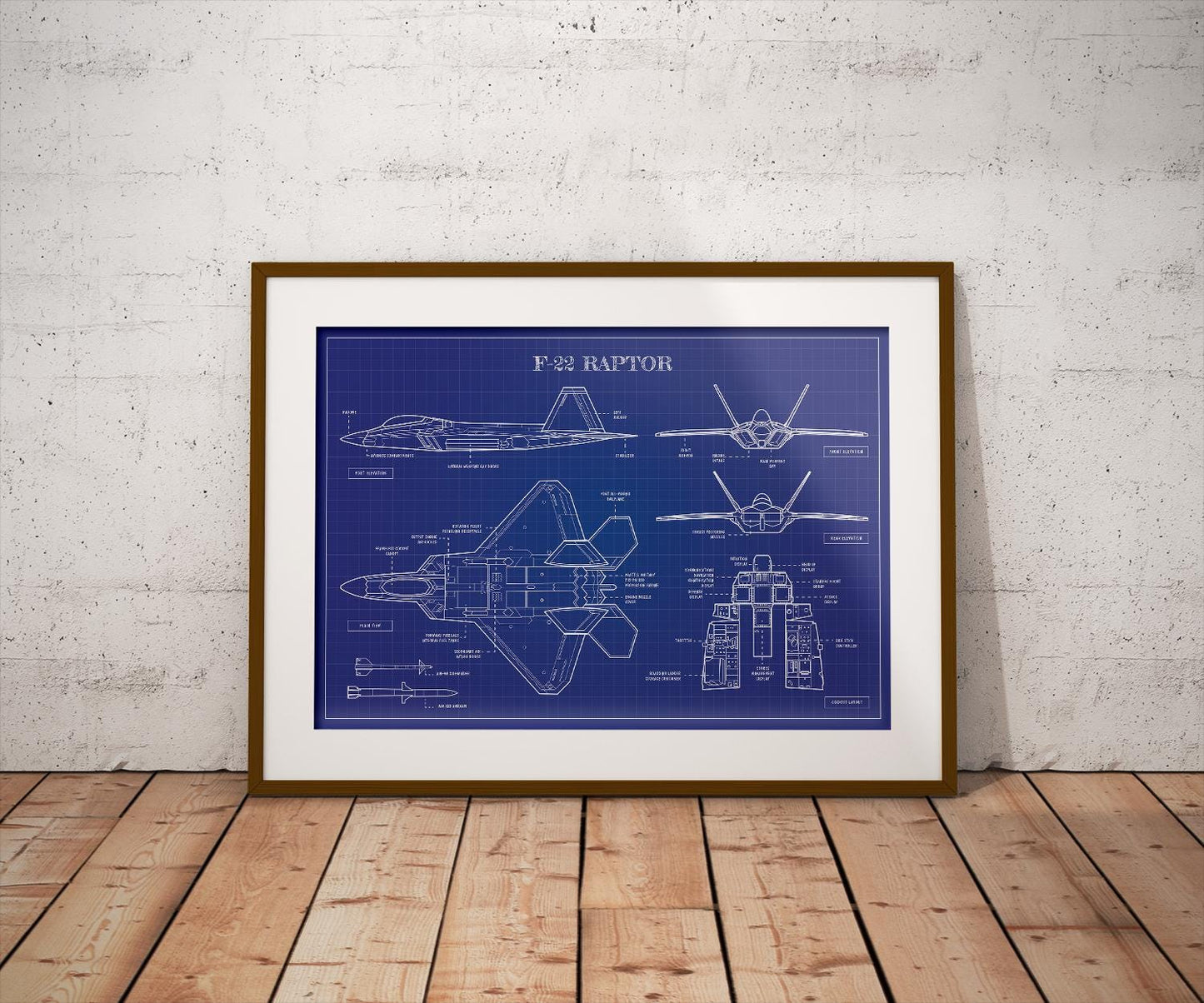 F-22 Raptor Blueprint Poster