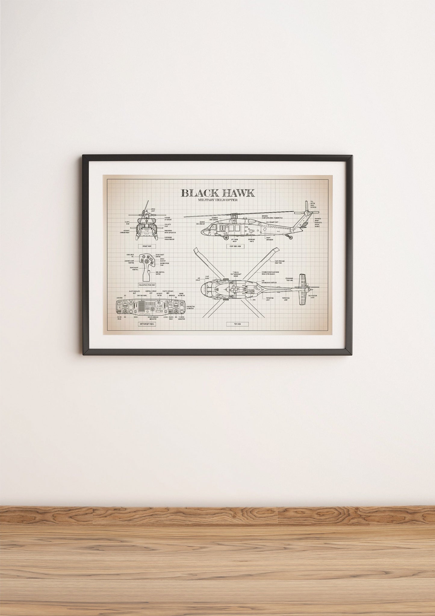 Black Hawk Bluerprint Poster