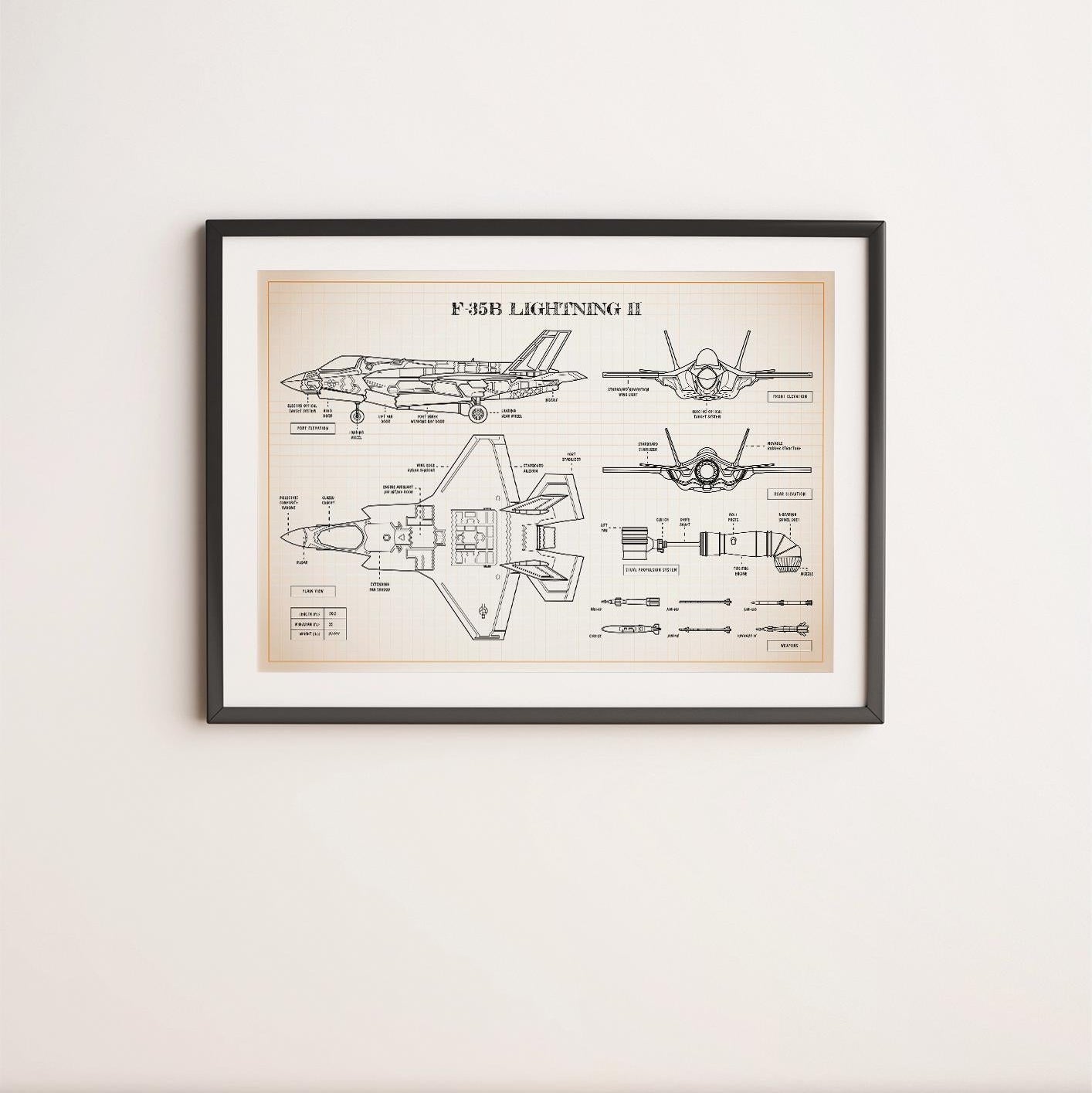 F-35 Lightning II Blueprint Poster