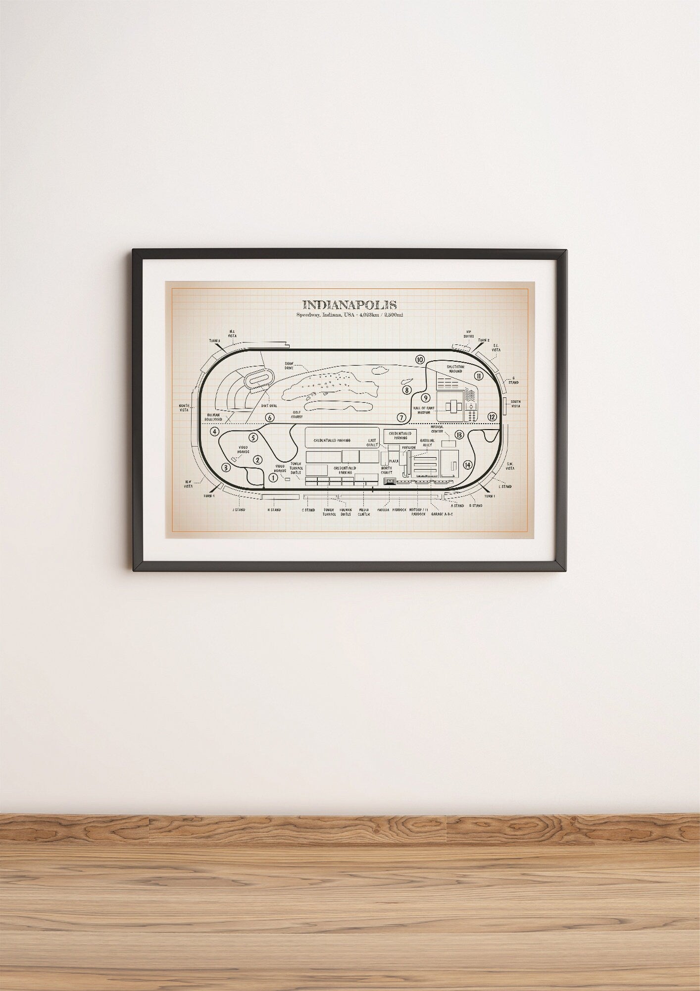 Indianapolis Race Track Blueprint Poster