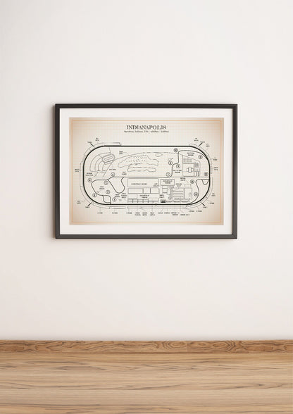 Indianapolis Race Track Blueprint Poster