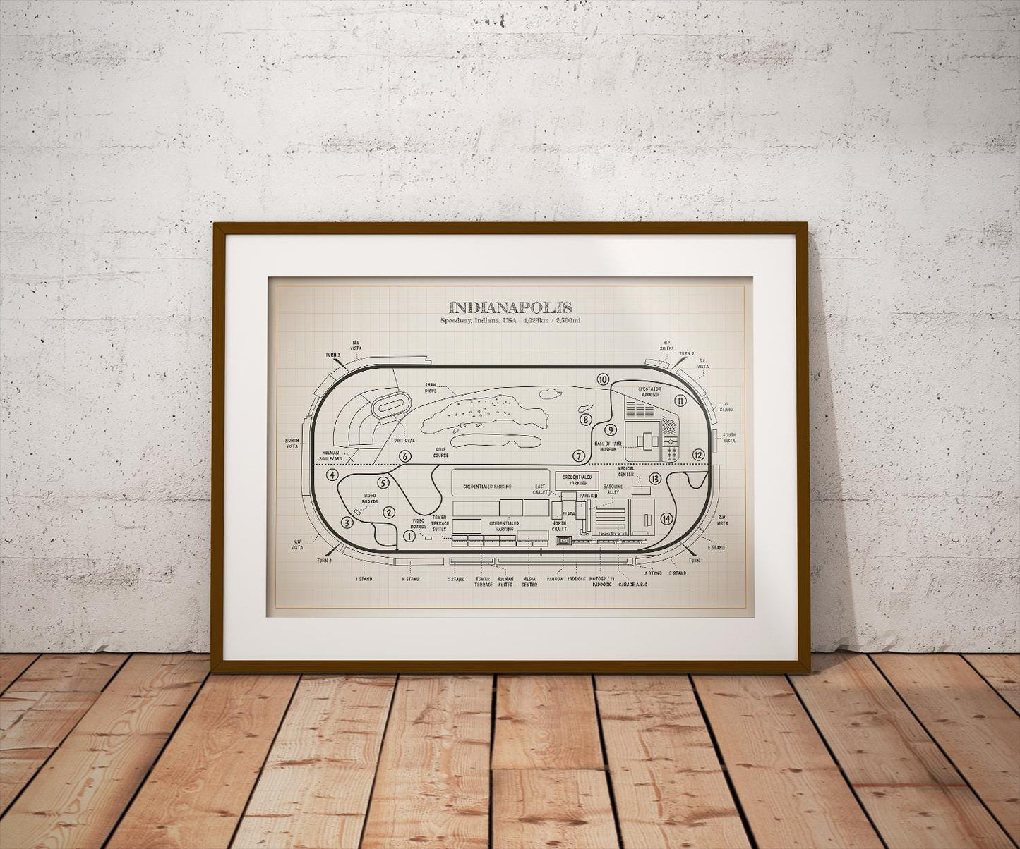 Indianapolis Race Track Blueprint Poster