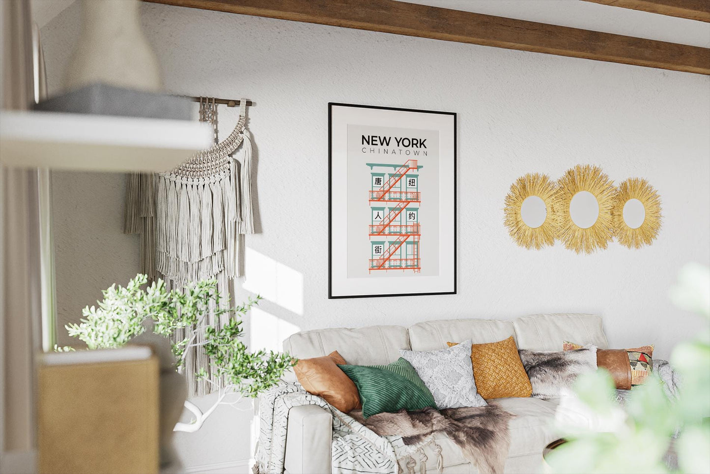 New York Chinatown Fire Escape Poster