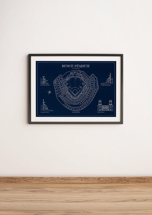 Busch Stadium Blueprint Poster