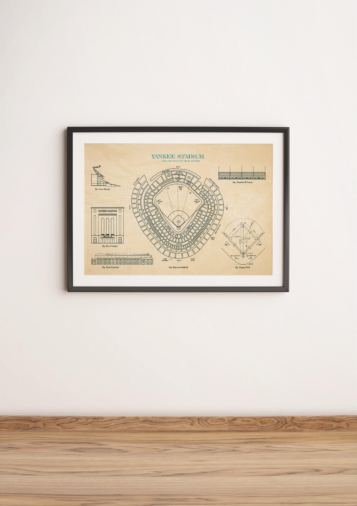 New York Yankees Blueprint Poster