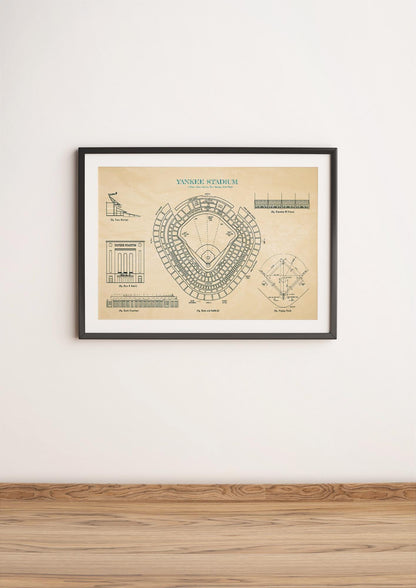 New York Yankees Blueprint Poster