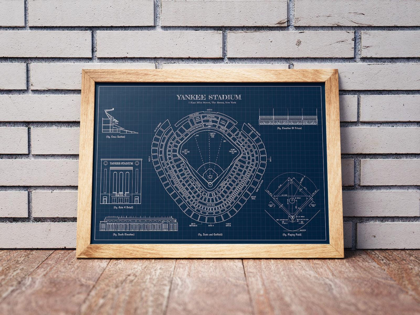 New York Yankees Blueprint Poster
