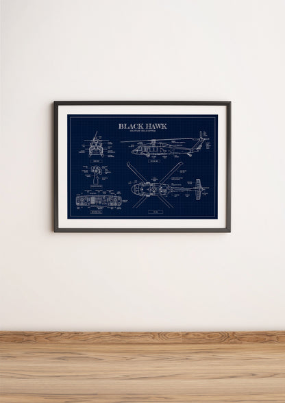 Black Hawk Bluerprint Poster