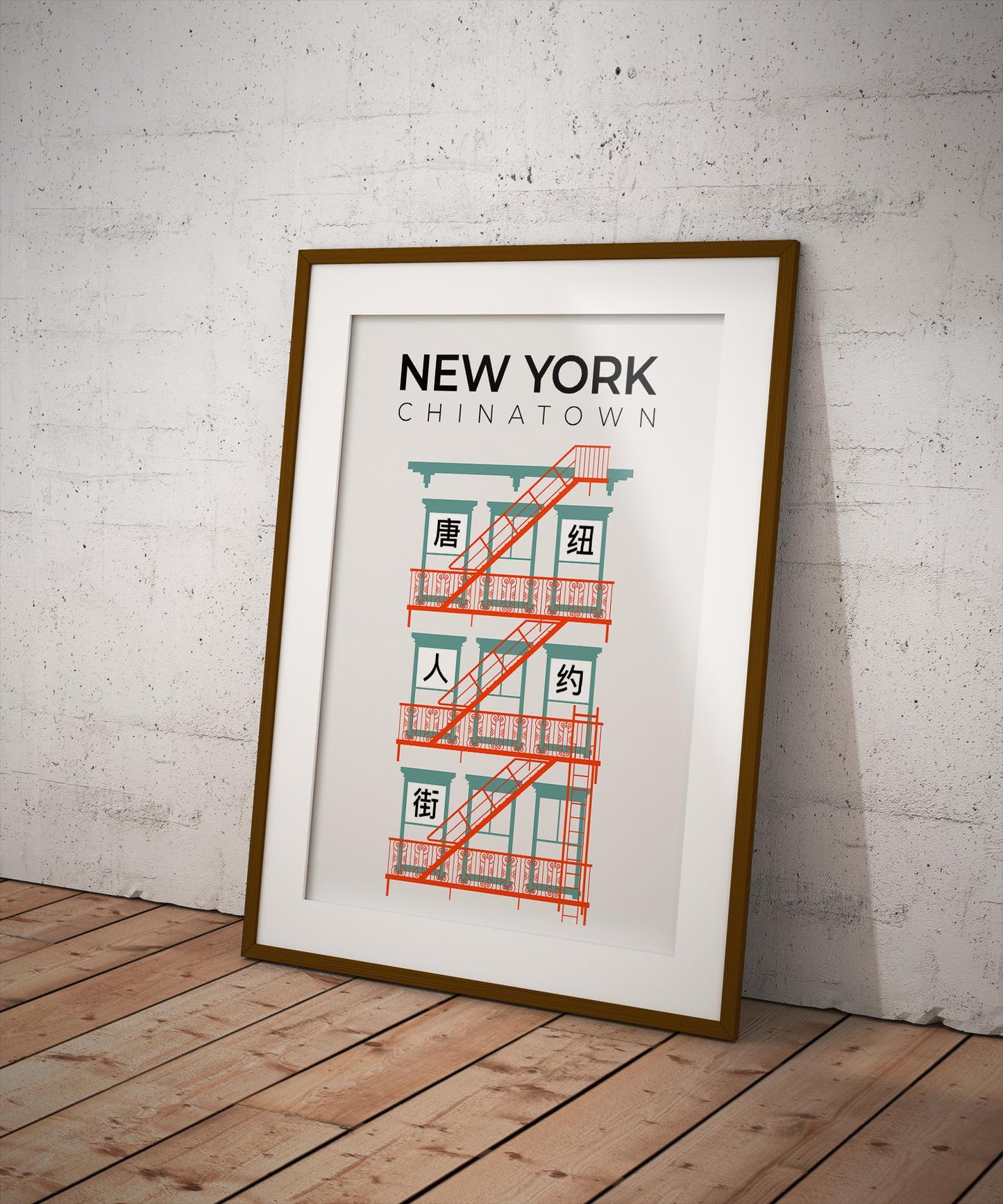 New York Chinatown Fire Escape Poster