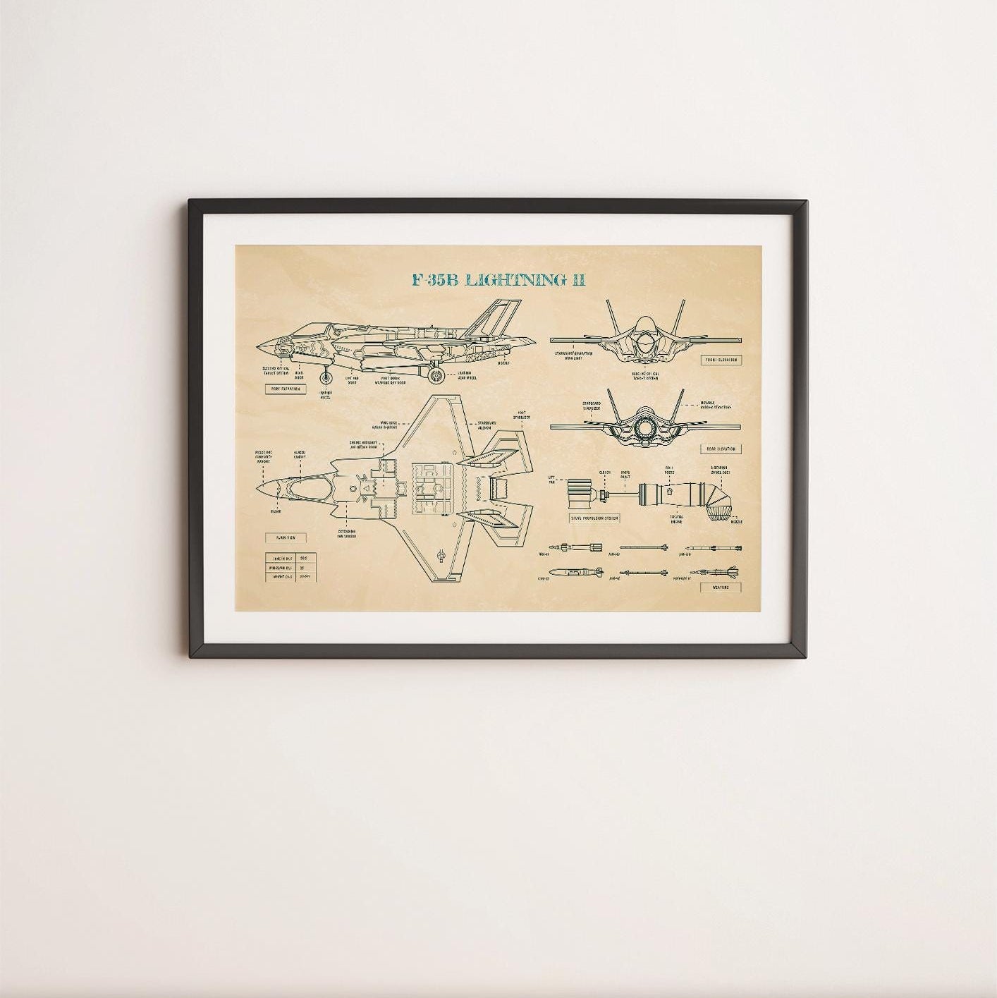 F-35 Lightning II Blueprint Poster