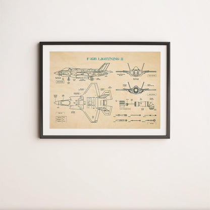 F-35 Lightning II Blueprint Poster