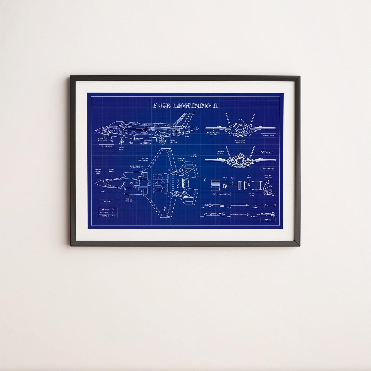 F-35 Lightning II Blueprint Poster