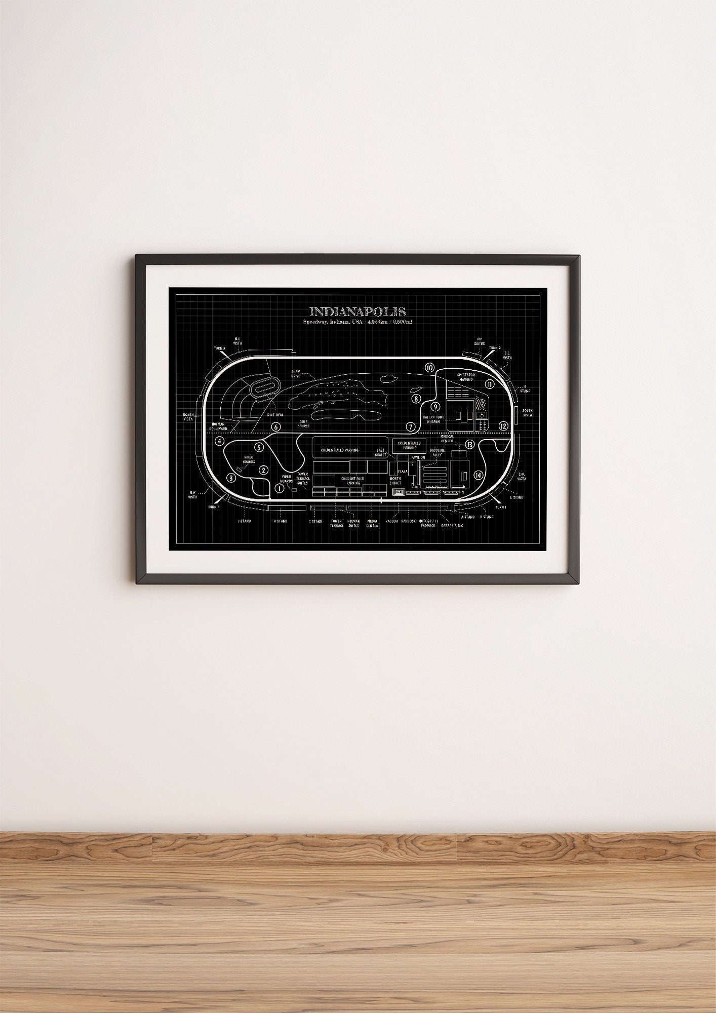 Indianapolis Race Track Blueprint Poster