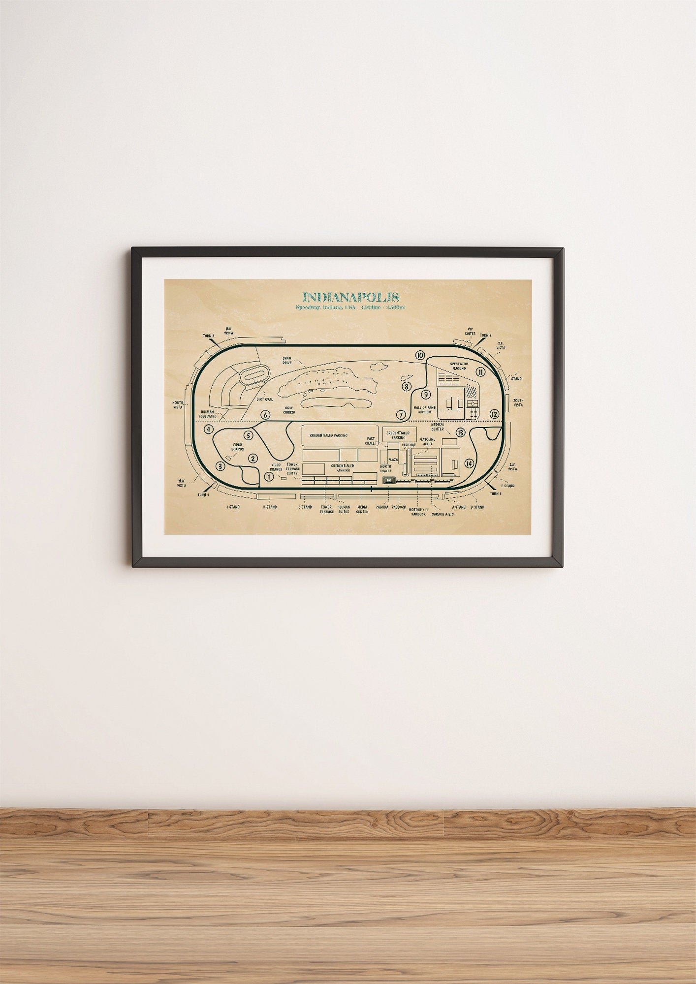Indianapolis Race Track Blueprint Poster