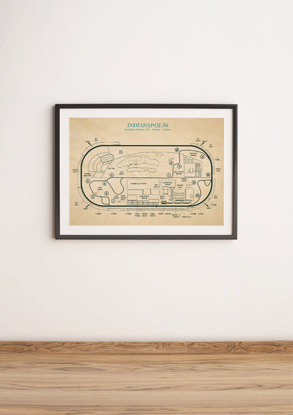 Indianapolis Race Track Blueprint Poster