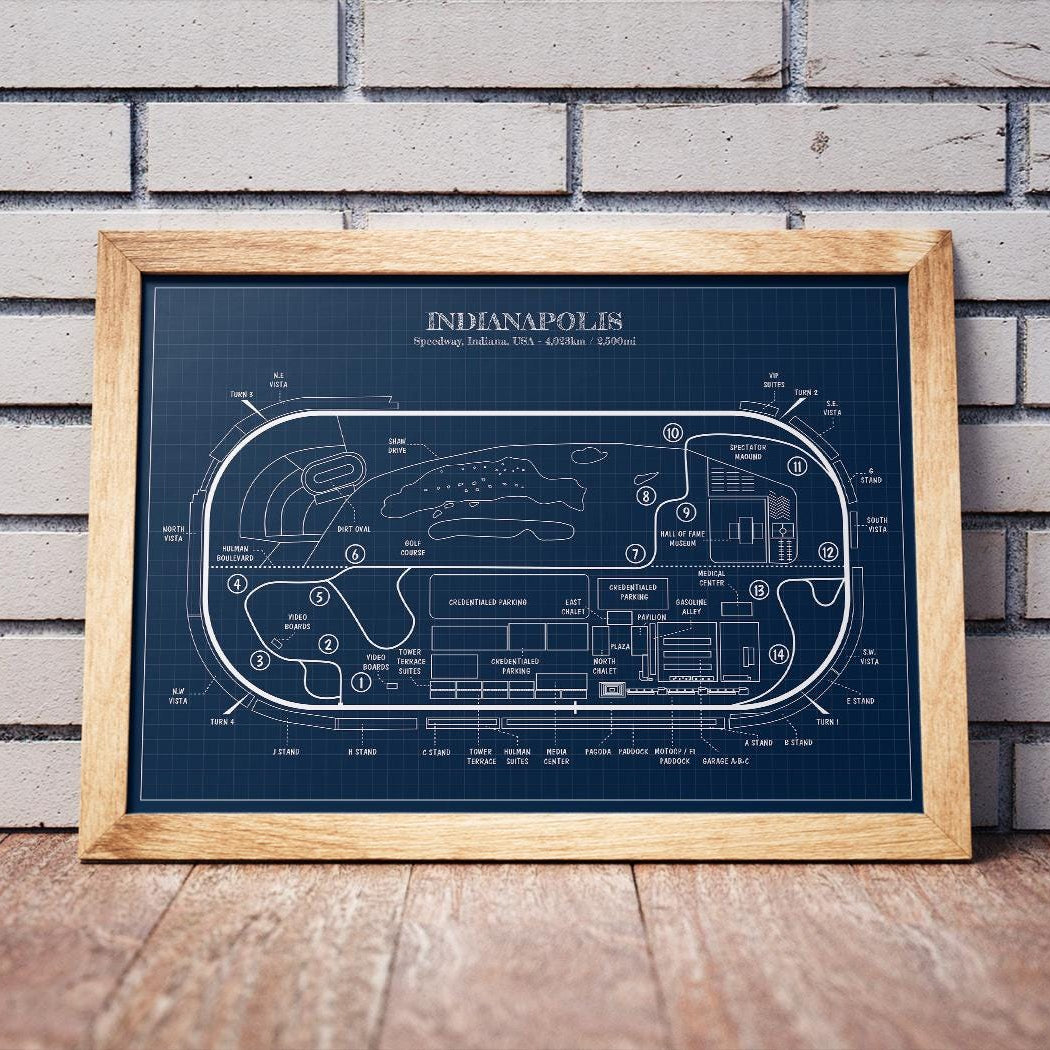 Indianapolis Race Track Blueprint Poster