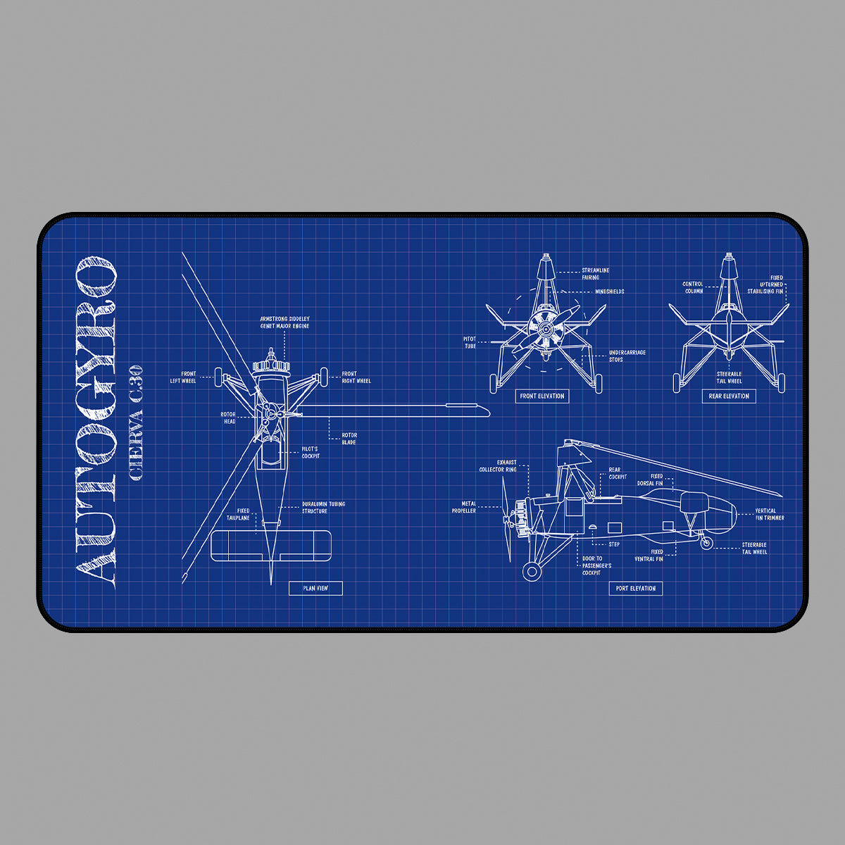 Autogyro Blueprint Desk Mat