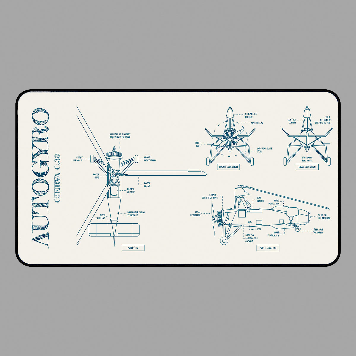 Autogyro Blueprint Desk Mat