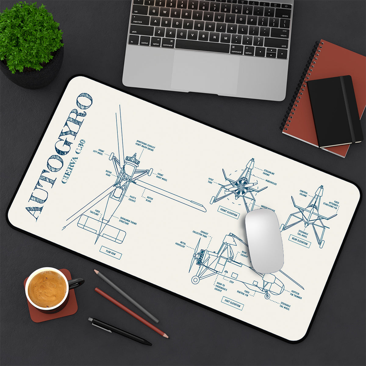 Autogyro Blueprint Desk Mat