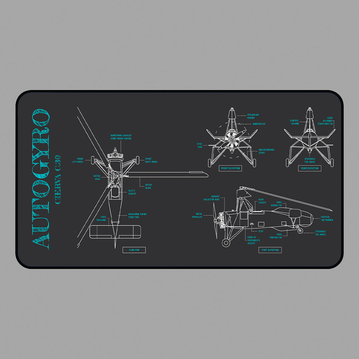 Autogyro Blueprint Desk Mat