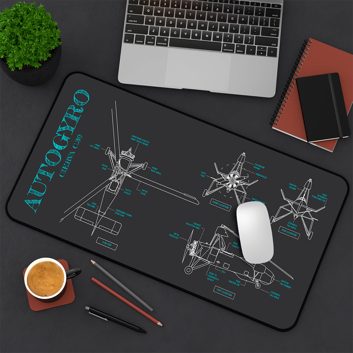 Autogyro Blueprint Desk Mat