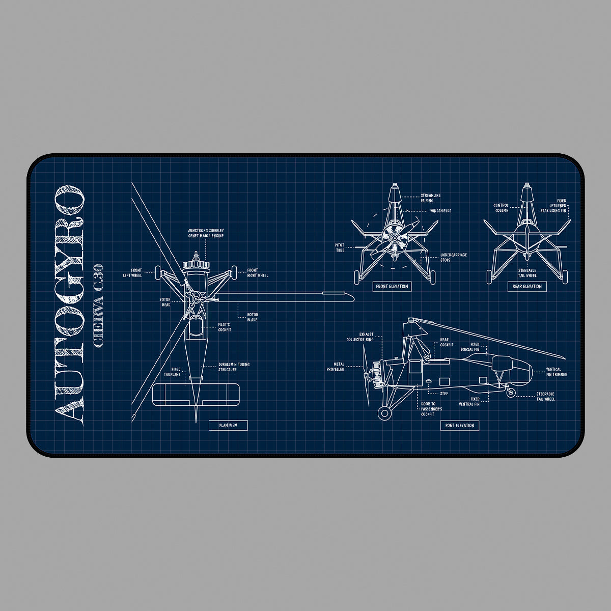 Autogyro Blueprint Desk Mat
