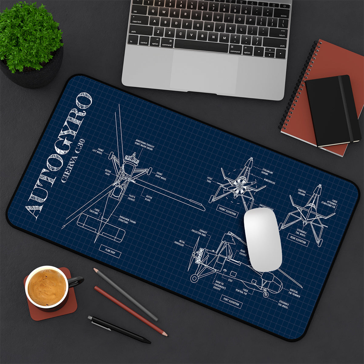 Autogyro Blueprint Desk Mat