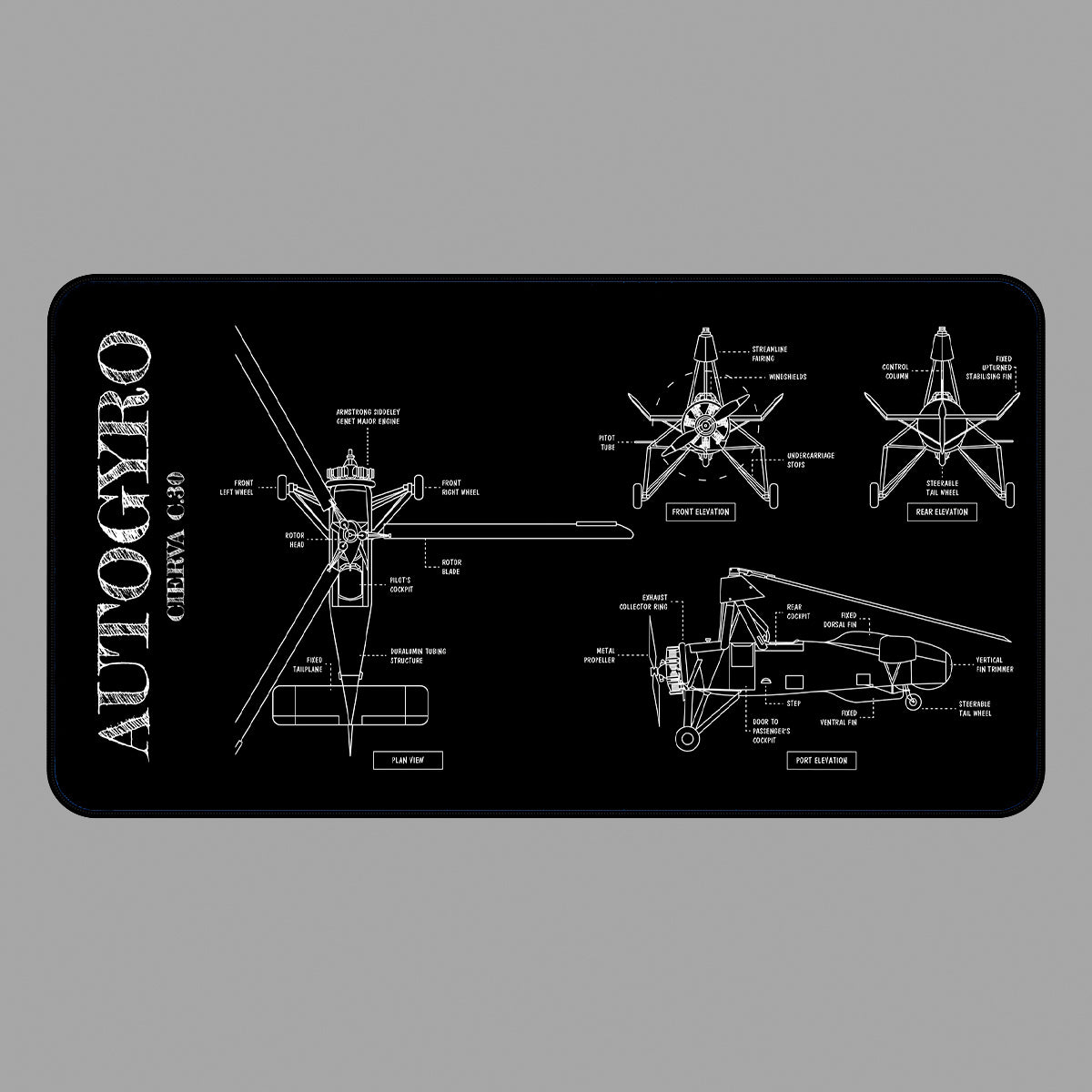 Autogyro Blueprint Desk Mat