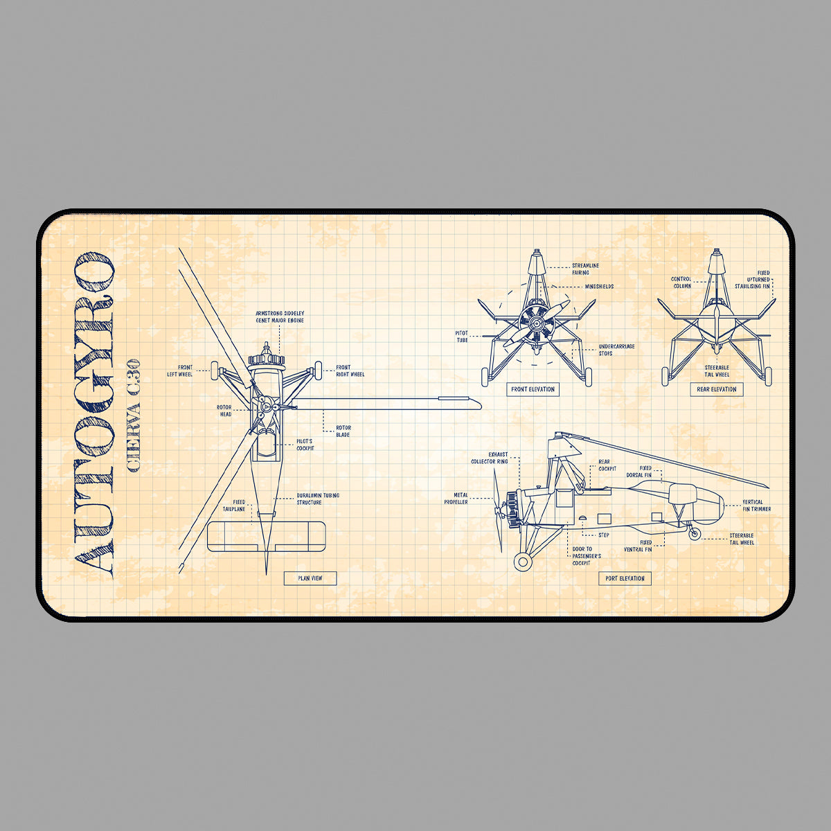 Autogyro Blueprint Desk Mat