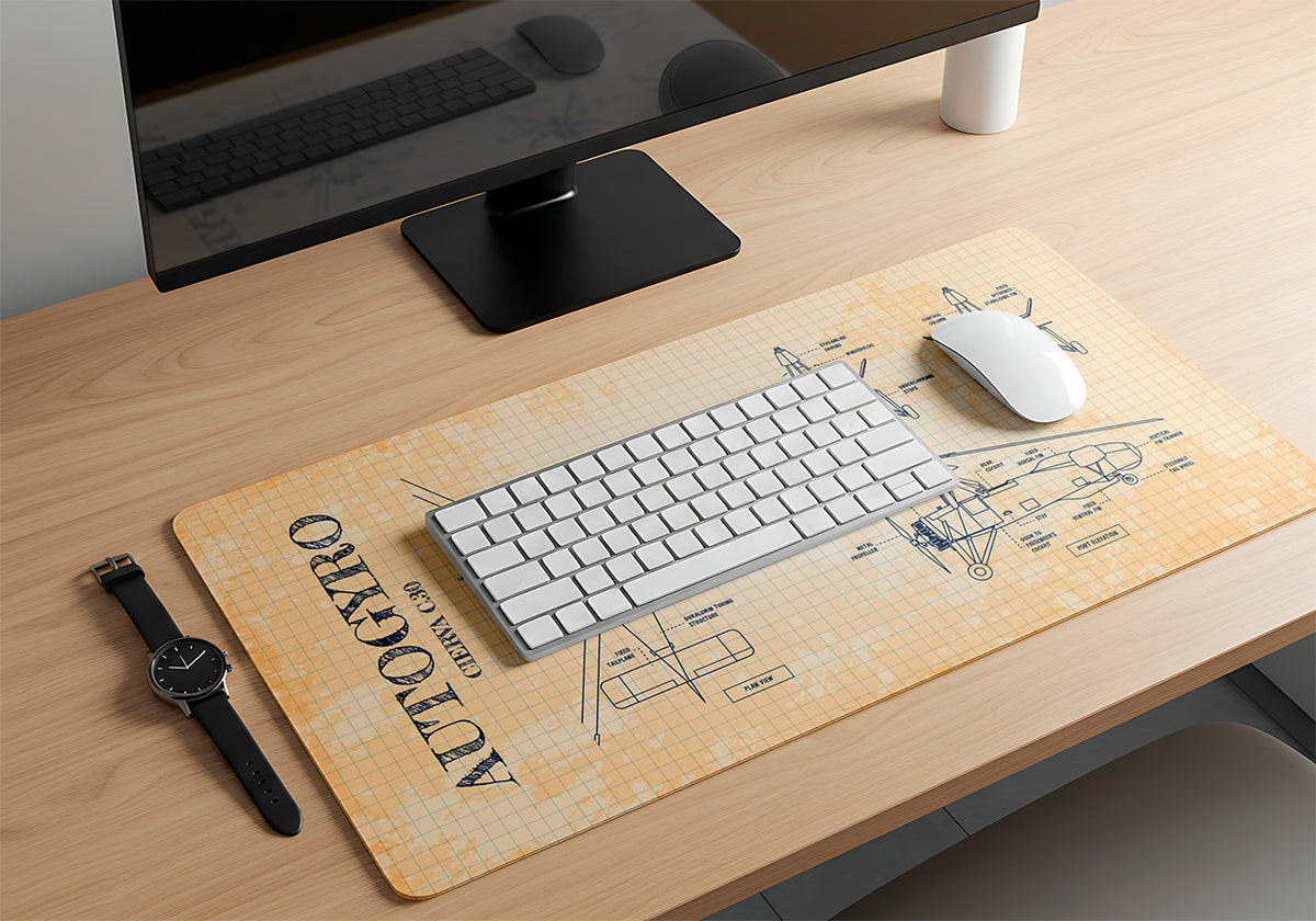 Autogyro Blueprint Desk Mat