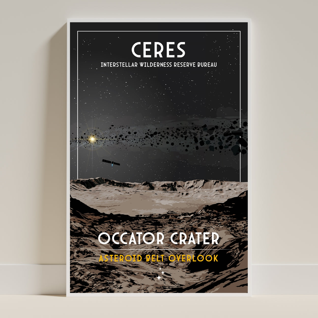 Ceres. Occator Crater (Interstellar Wilderness Reserve Bureau Series) Poster