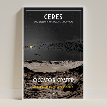 Ceres. Occator Crater (Interstellar Wilderness Reserve Bureau Series) Poster