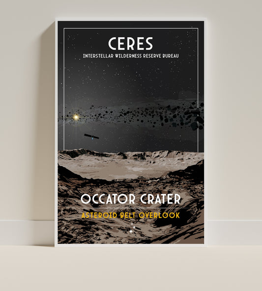 Ceres. Occator Crater (Intestellar Wilderness Reserve Bureau Series) Poster