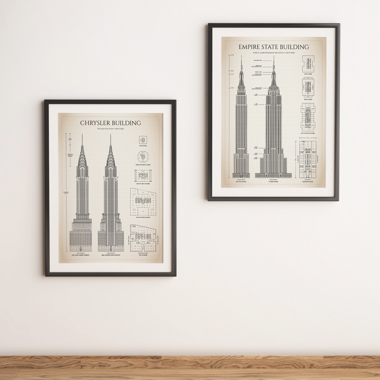Empire State Building Blueprint Poster