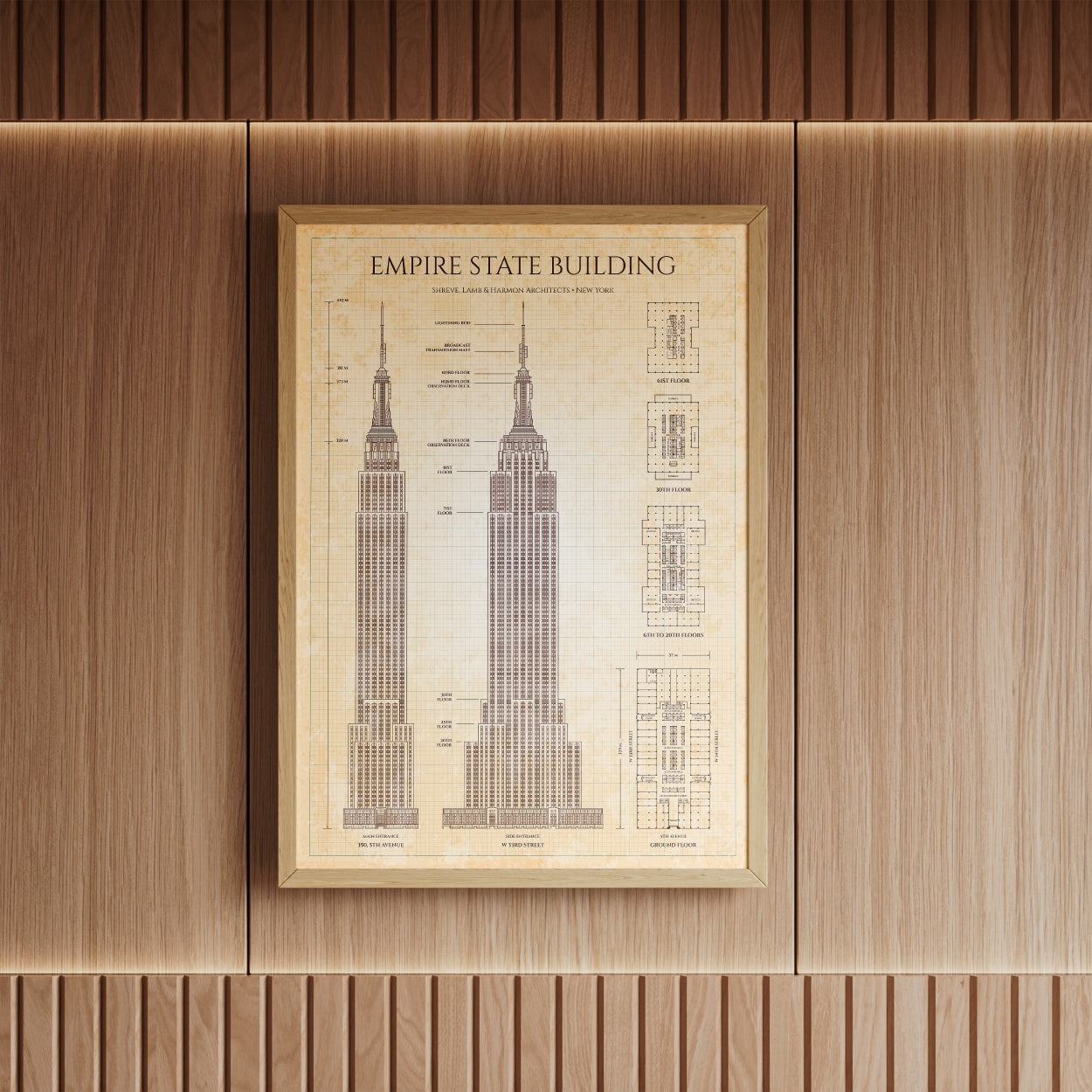 Empire State Building Blueprint Poster