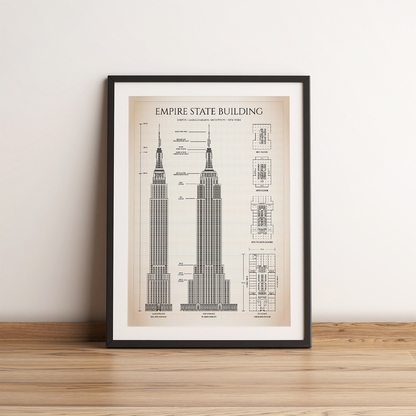 Empire State Building Blueprint Poster