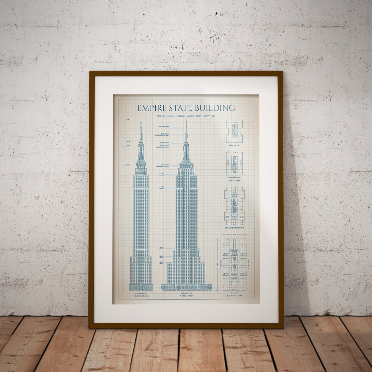 Empire State Building Blueprint Poster