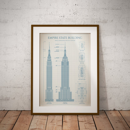 Empire State Building Blueprint Poster
