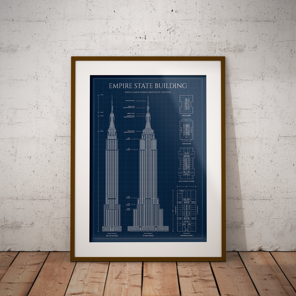 Empire State Building Blueprint Poster