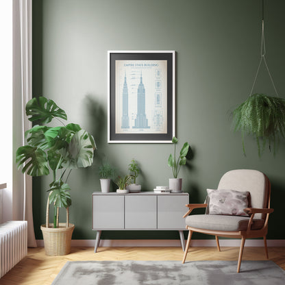 Empire State Building Blueprint Poster