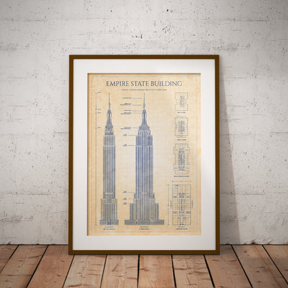 Empire State Building Blueprint Poster