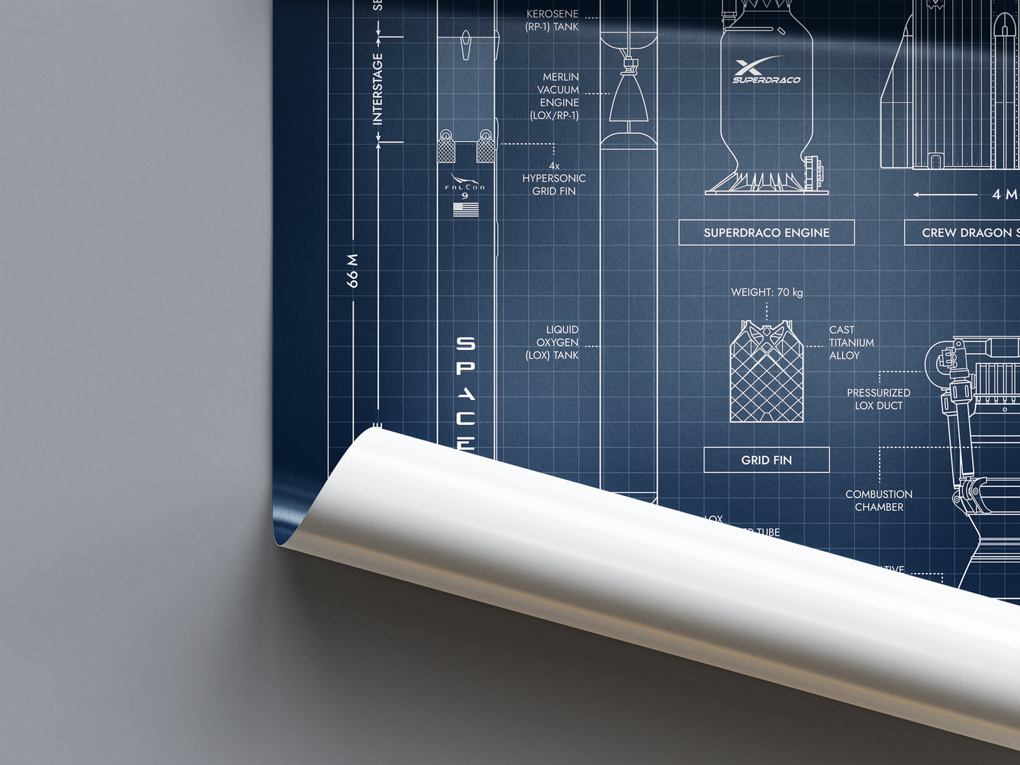 SpaceX: Falcon 9 & Dragon (Vertical) Poster