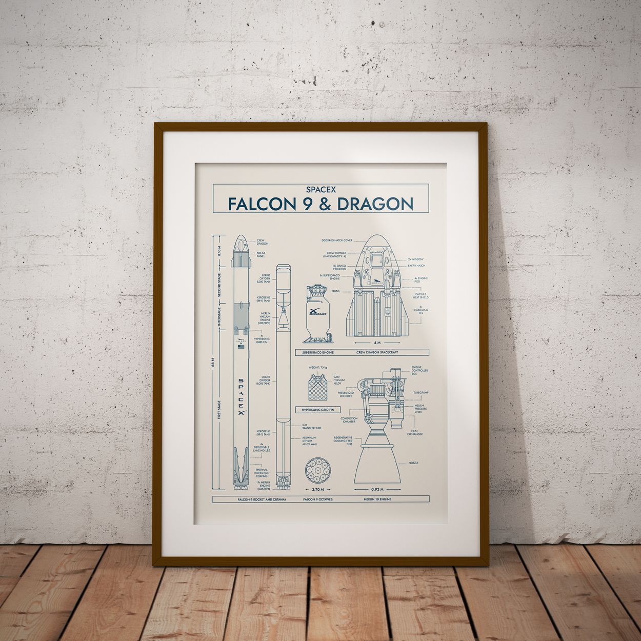 SpaceX: Falcon 9 & Dragon (Vertical) Poster