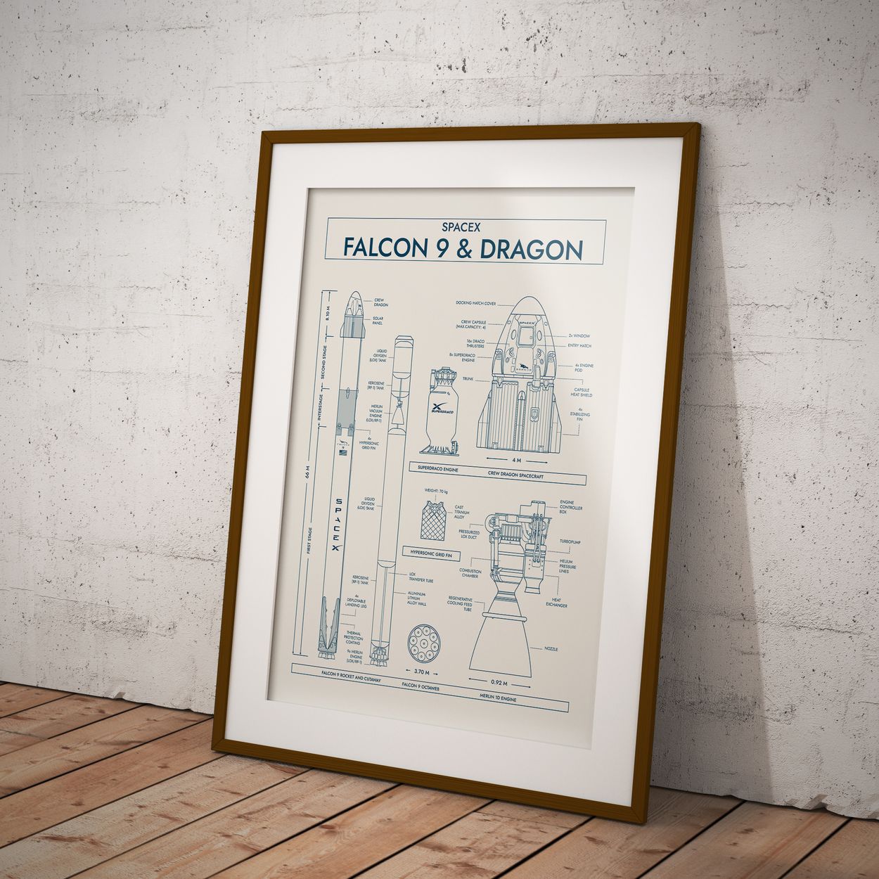 SpaceX: Falcon 9 & Dragon (Vertical) Poster